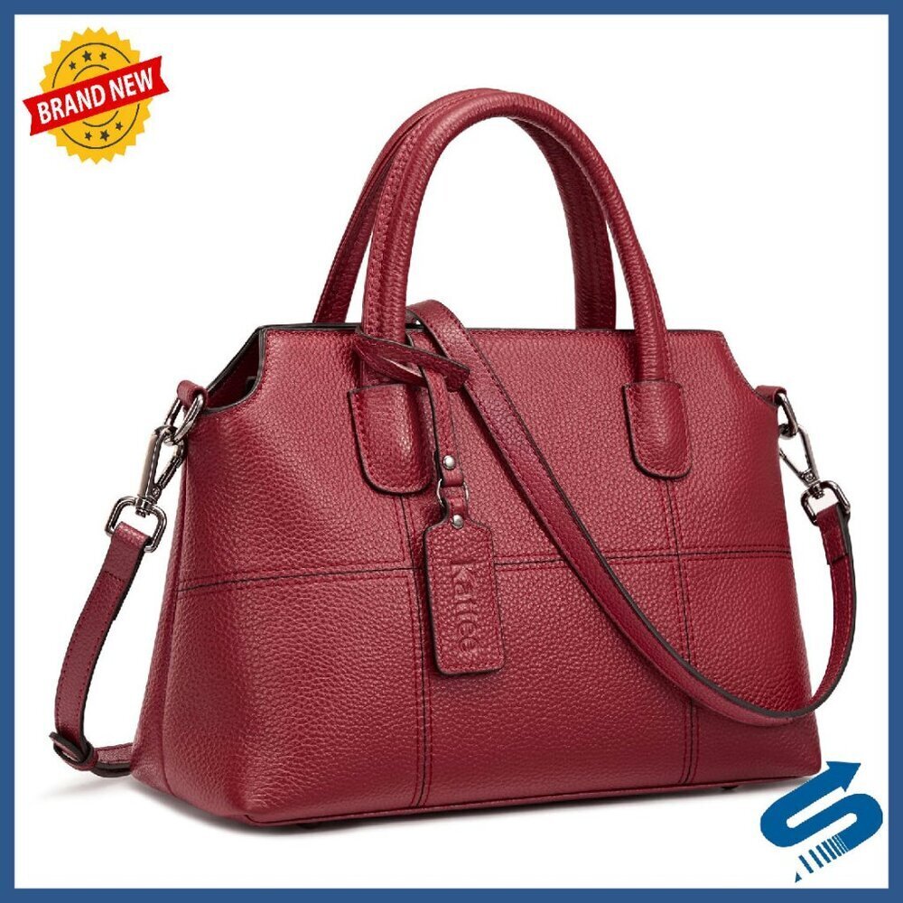 Genuine Leather Hobo Satchel Crossbody Bag with Multiple Compartments